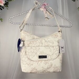 Multi sac Vista Crossbody Purse Floral 25" Shoulder Strap/2 Zip Pockets NEW